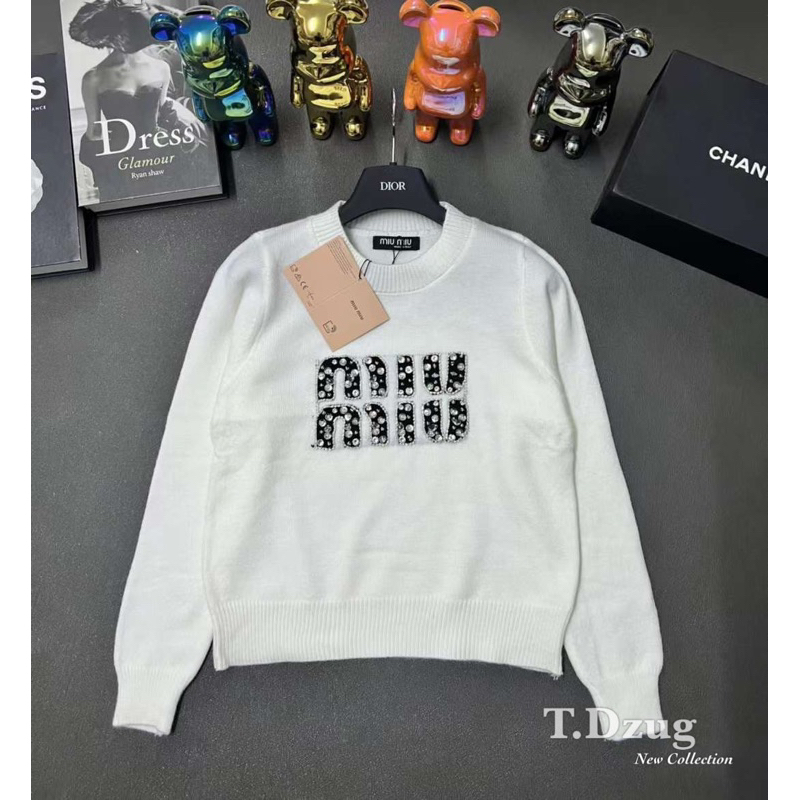 Áo len tay dài đính đá miu.miu QCCC