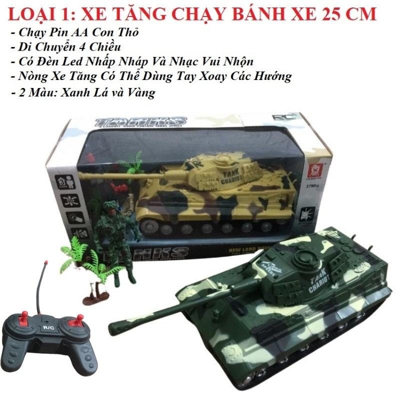 Xe tăng điều khiển từ xa mô hình xe tăng quân đội phát nhạc đèn led cao cấp nhựa siêu bền