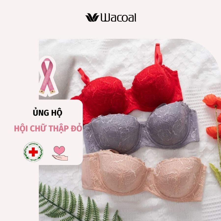 Áo lót Wacoal có gọng, nâng nhẹ, cup ngang 1/2, ren, được tháo dây, không mút ILB4702