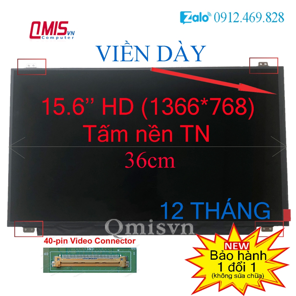 Màn hình laptop 15.6 inch slim 40 pin, Lenovo G500S G505S P500 P580 P585 S500 U550 Y560 Z500, E531
