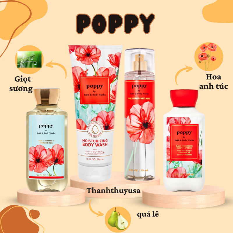 Bộ Sản Phẩm Sữa Tắm - Lotion - Body Mist Xịt Thơm Toàn Thân Bath & Body Works