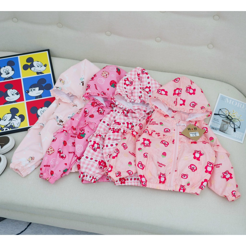 Áo khoác cho bé - áo khoác gấu dâu 2 lớp sắc màu mẫu mới hottrend thu đông 2023