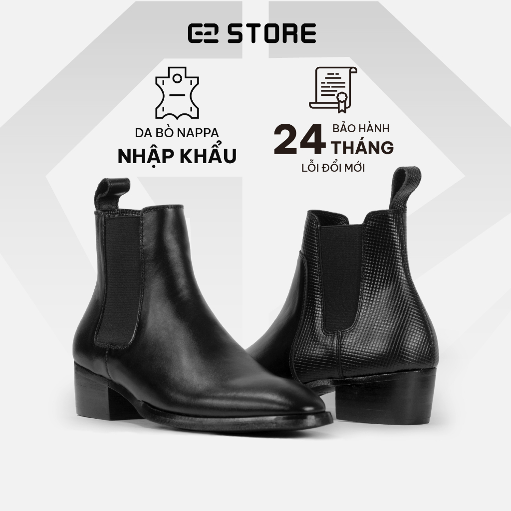 Giày tây nam G2 chelsea boot high heel kiểu Giày tăng chiều cao độn đế cao 5cm bằng da bò nappa cao cấp sang trọng