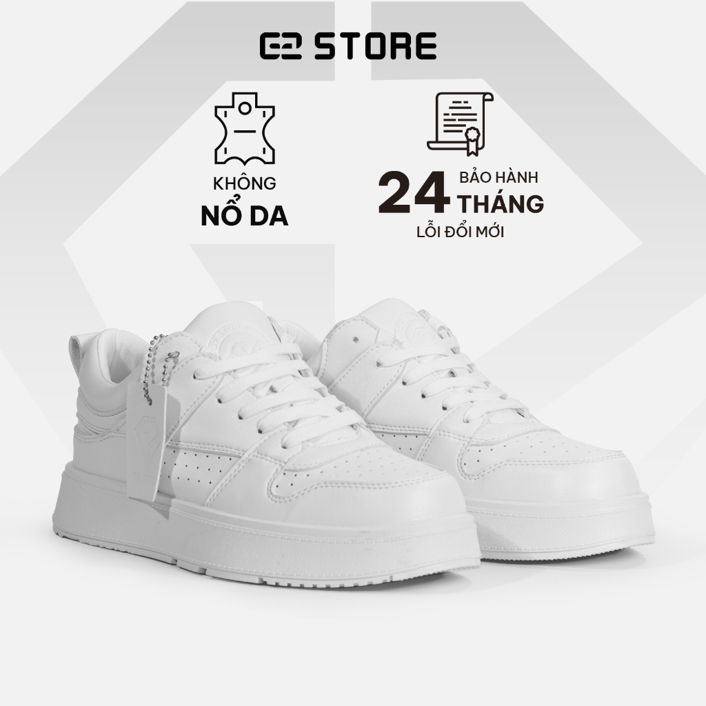 Giày thể thao nam G2 Athena Low sneaker trắng bằng da microfiber cao cấp chống nhăn độn đế tăng chiều cao tập thể dục