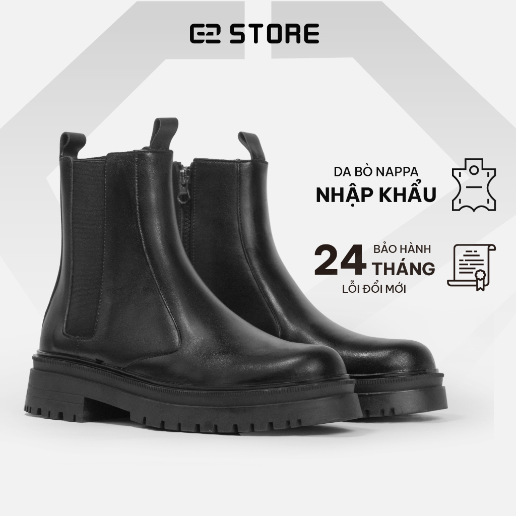 Chunky boot G2 kiểu giày boot nam cao cổ, Boot chiến binh chất liệu da bò nappa nhập khẩu hách dáng tăng 5,5cm chiều cao