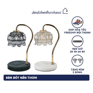 Đèn đốt nến thơm sen đá có hẹn giờ bật tắt - chỉnh độ sáng - tặng kèm bóng
