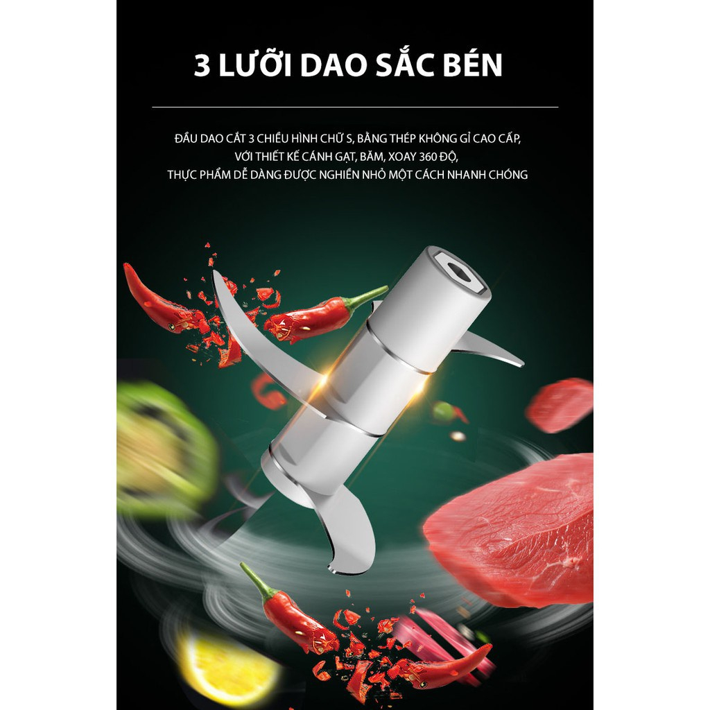 Máy Xay Tỏi Ớt Cầm Tay Mini bản nâng cấp Siêu Tiện Lợi dung tích 250ml siêu bền bảo hành 6 Tháng - NMC Official