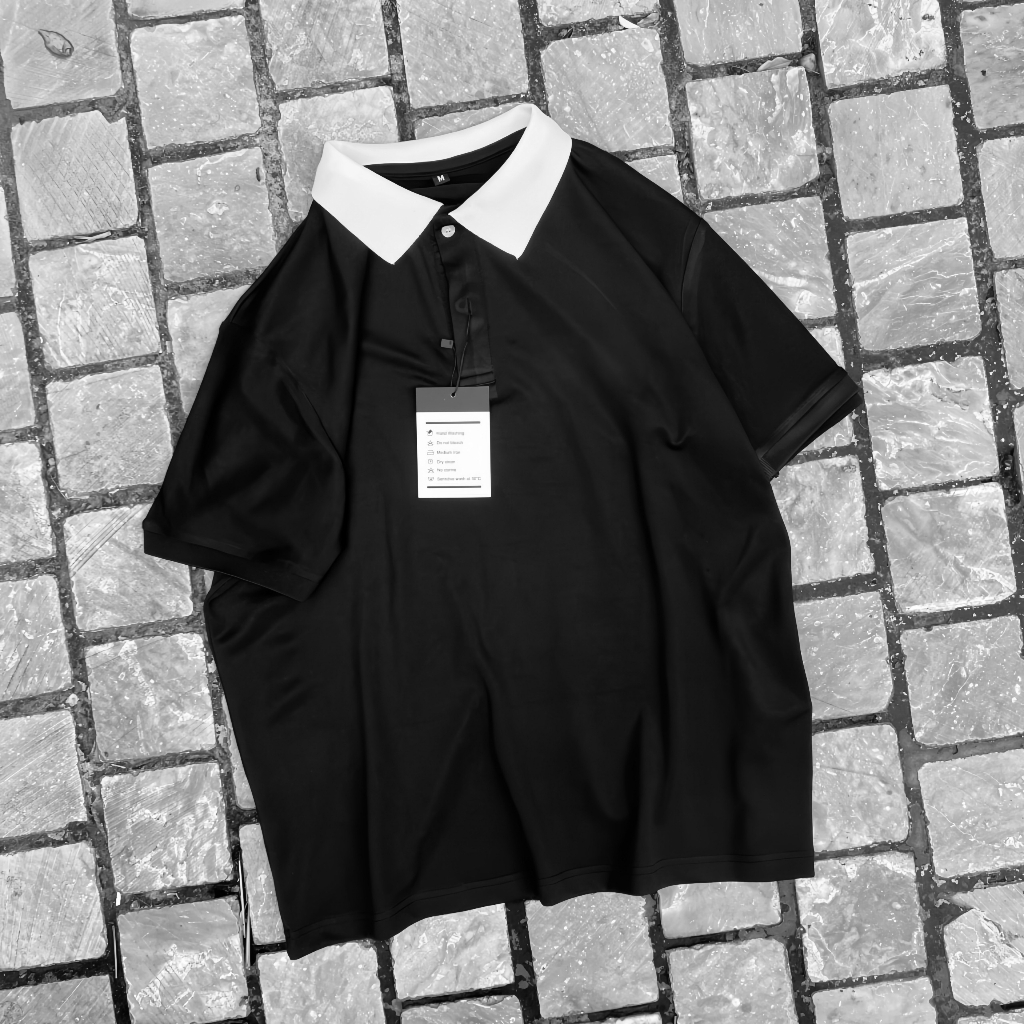 Áo Polo Dickies MEANSTORE Áo phông nam nữ có cổ trơn unisex form rộng oversize màu đen, trắng thun da cá chống nhăn
