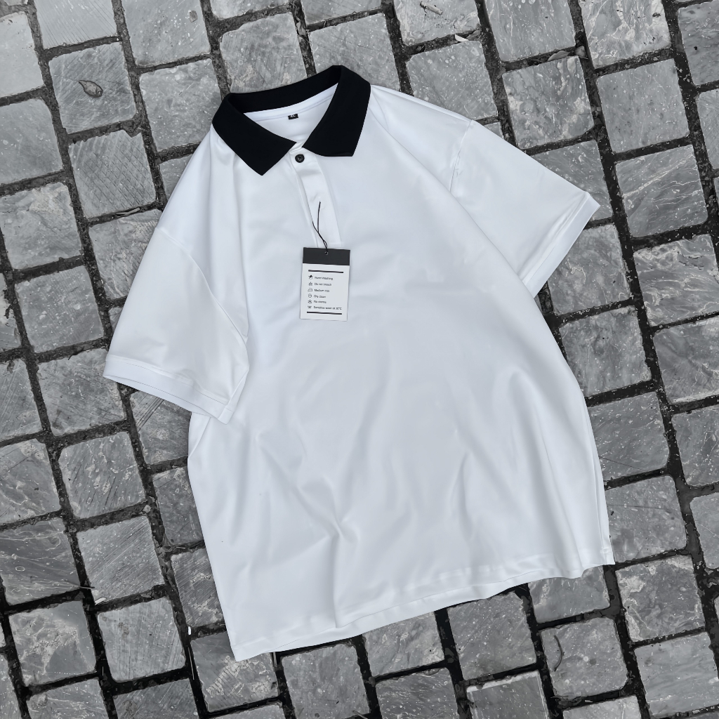 Áo Polo Dickies MEANSTORE Áo phông nam nữ có cổ trơn unisex form rộng oversize màu đen, trắng thun da cá chống nhăn