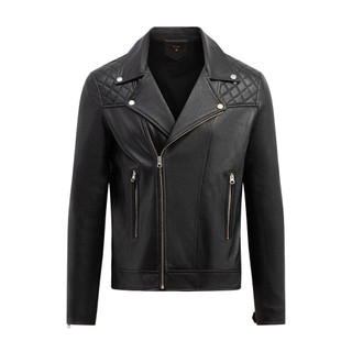 Áo khoác da nam Ftt Leather dáng Biker Jacket trám vai da cừu màu đen