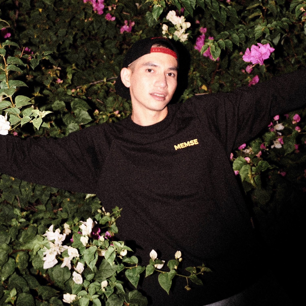 Memory long sleeves | MEMS Áo thun cotton nam nữ tay dài trơn cổ tròn in slogan