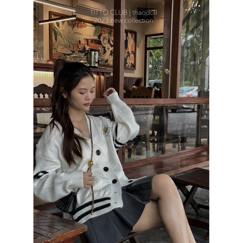 Áo Cardigan Thêu Ong, Áo Khoác Len Nữ Form Rộng TITTO CLOSET