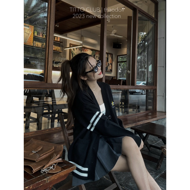 Áo Cardigan Thêu Ong, Áo Khoác Len Nữ Form Rộng TITTO CLOSET