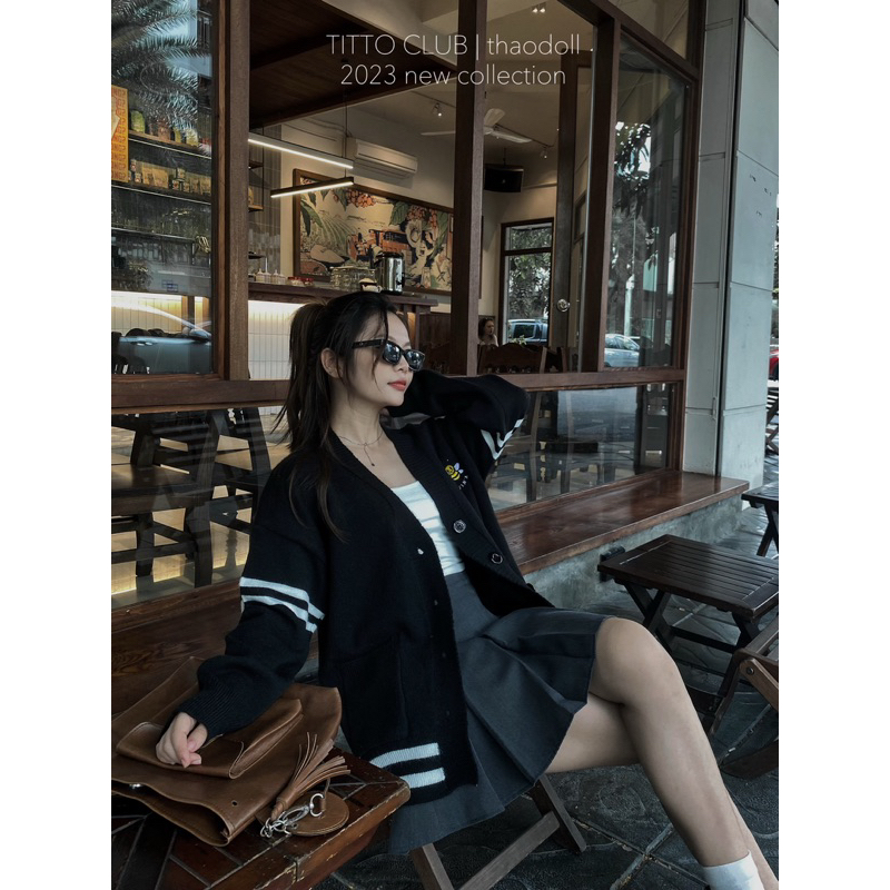 Áo Cardigan Thêu Ong, Áo Khoác Len Nữ Form Rộng TITTO CLOSET