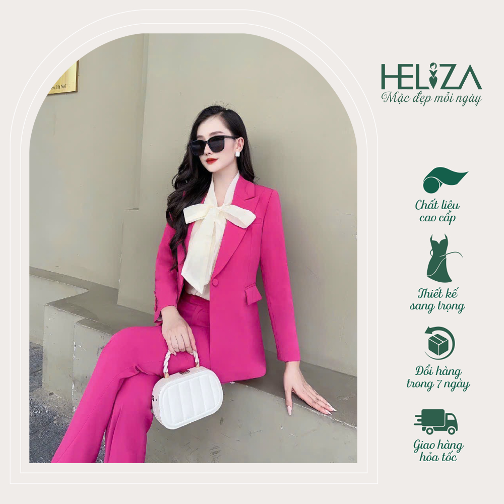 Set Vest Công Sở Quần Ống Loe Dáng Cao Siêu Hách Dáng Vest Suông Trẻ Trung Thời Trang Thiết Cao Cấp