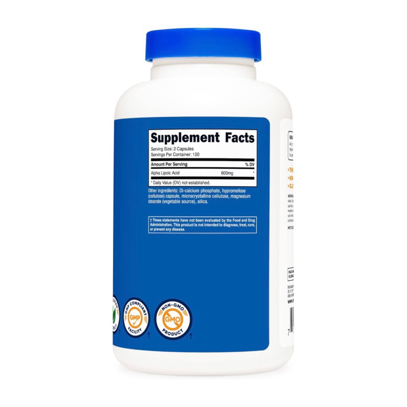 Viên chống lão hoá, đẹp da Nutricost Alpha Lipoic Acid 600mg 240v USA