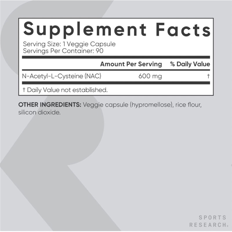 Viên chay giải độc gan, làm sáng da NAC Sports Research 600mg 90v USA