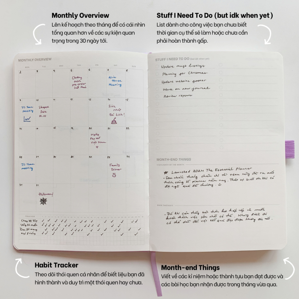 Sổ Tay Lên Kế Hoạch 2024 The Essential Planner | Sổ Planner Cao Cấp Không Ghi Sẵn Ngày