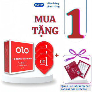 Bao cao su siêu mỏng 001, bcs truyền nhiệt, kéo dài thời gian, nhiều gel bôi trơn hộp 3 bao