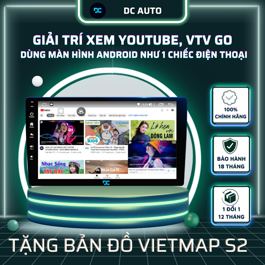 Màn Hình Android Ô TÔ DC M1 PLUS Ram 4GB, Rom 64GB Chip 8 Nhân Liền Camera 360 siêu mượt