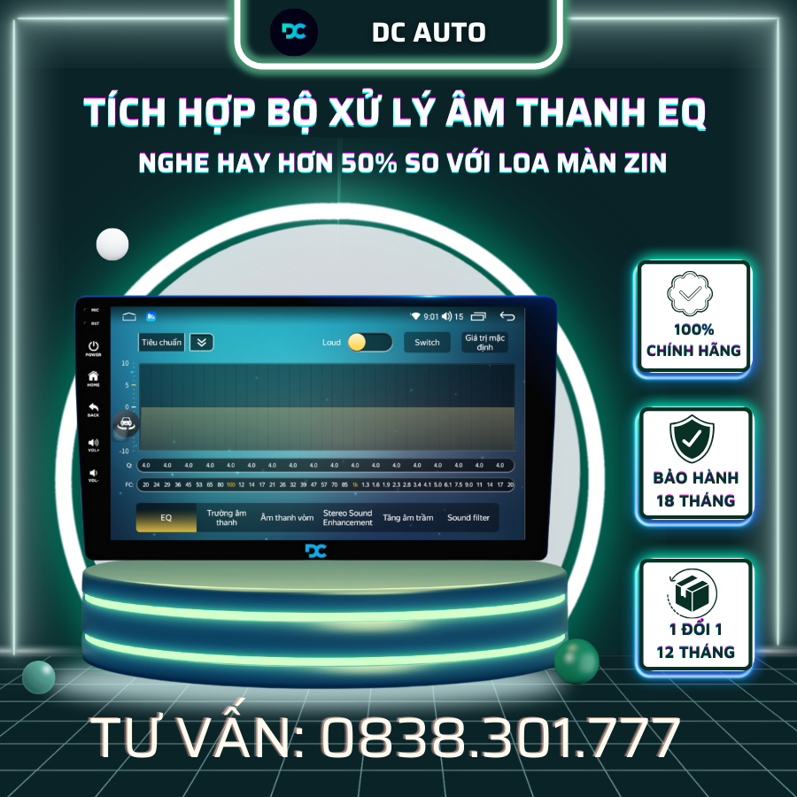 Màn Hình Android Ô TÔ DC M1 PLUS Ram 4GB, Rom 64GB Chip 8 Nhân Liền Camera 360 siêu mượt