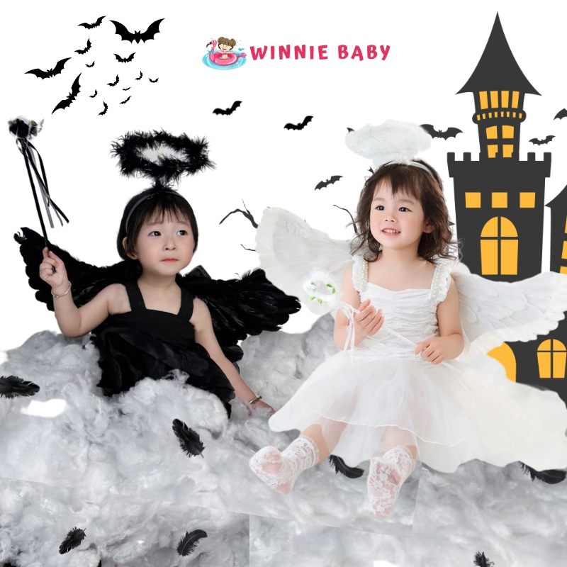 Cánh Thiên Thần 3 Chi Tiết Hóa Trang Thiên Thần Lông Vũ Dịp Trung Thu, Halloween Cho Bé Gái