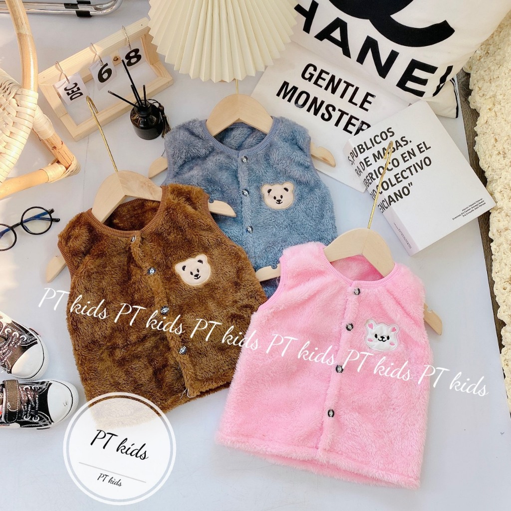 Áo Gile Lông Chất Mềm Mại Cho Bé Trai, Bé Gái
