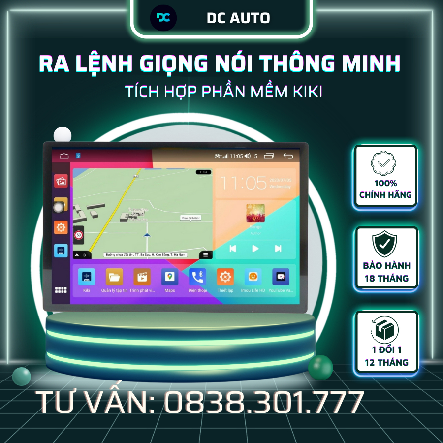 Màn Hình Android Ô TÔ DC 13 Inch Premium Hàng Cao Cấp, Bảo Hành 2 Năm