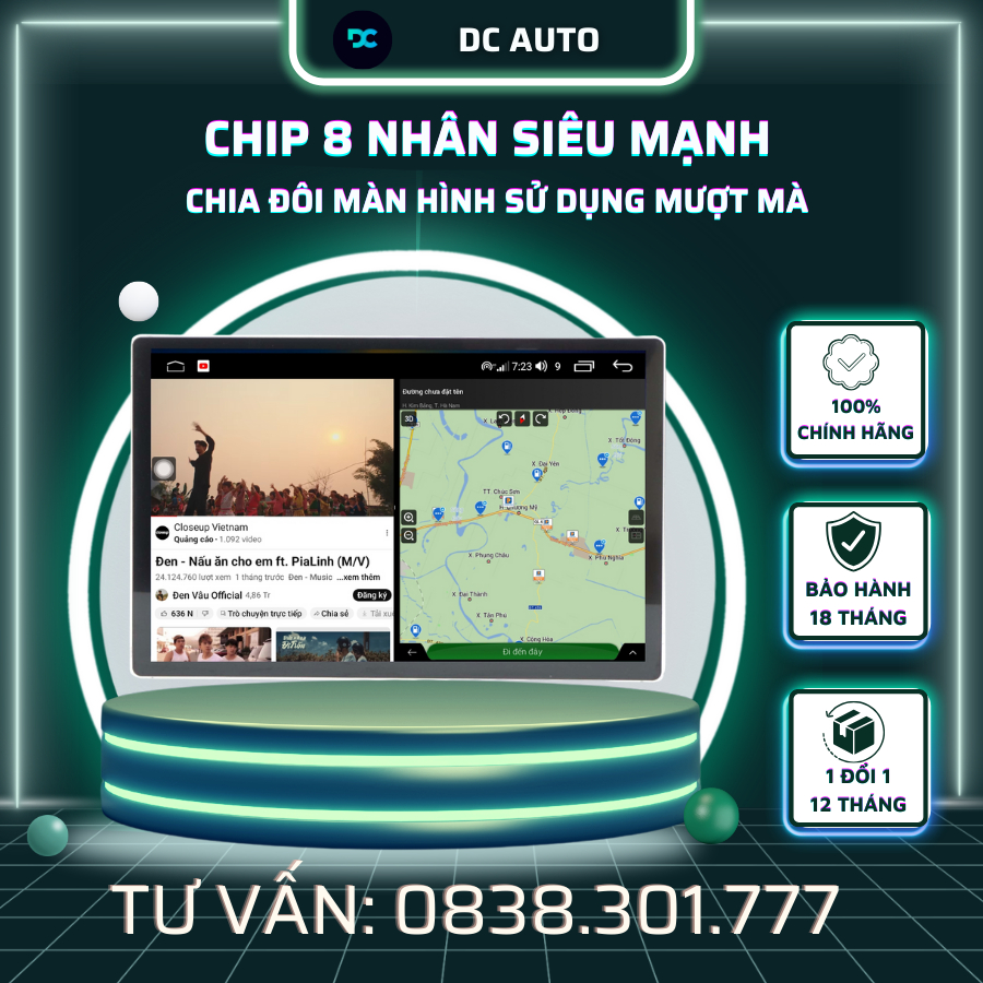 Màn Hình Android Ô TÔ DC 13 Inch Premium Hàng Cao Cấp, Bảo Hành 2 Năm