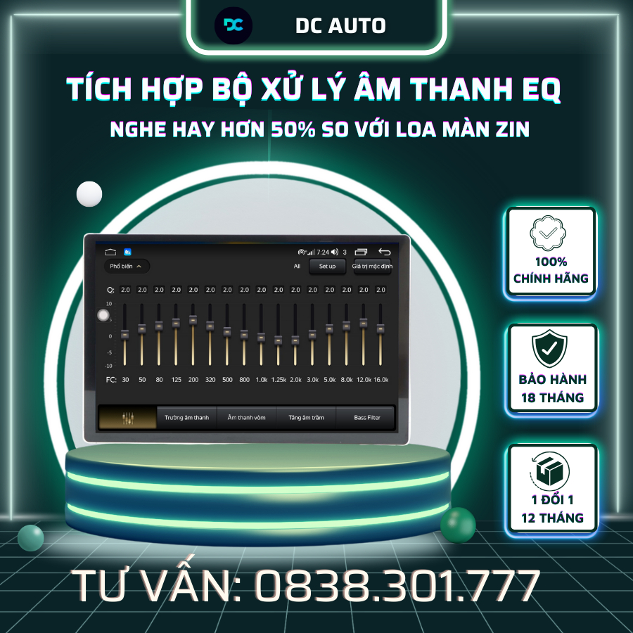 Màn Hình Android Ô TÔ DC 13 Inch Premium Hàng Cao Cấp, Bảo Hành 2 Năm