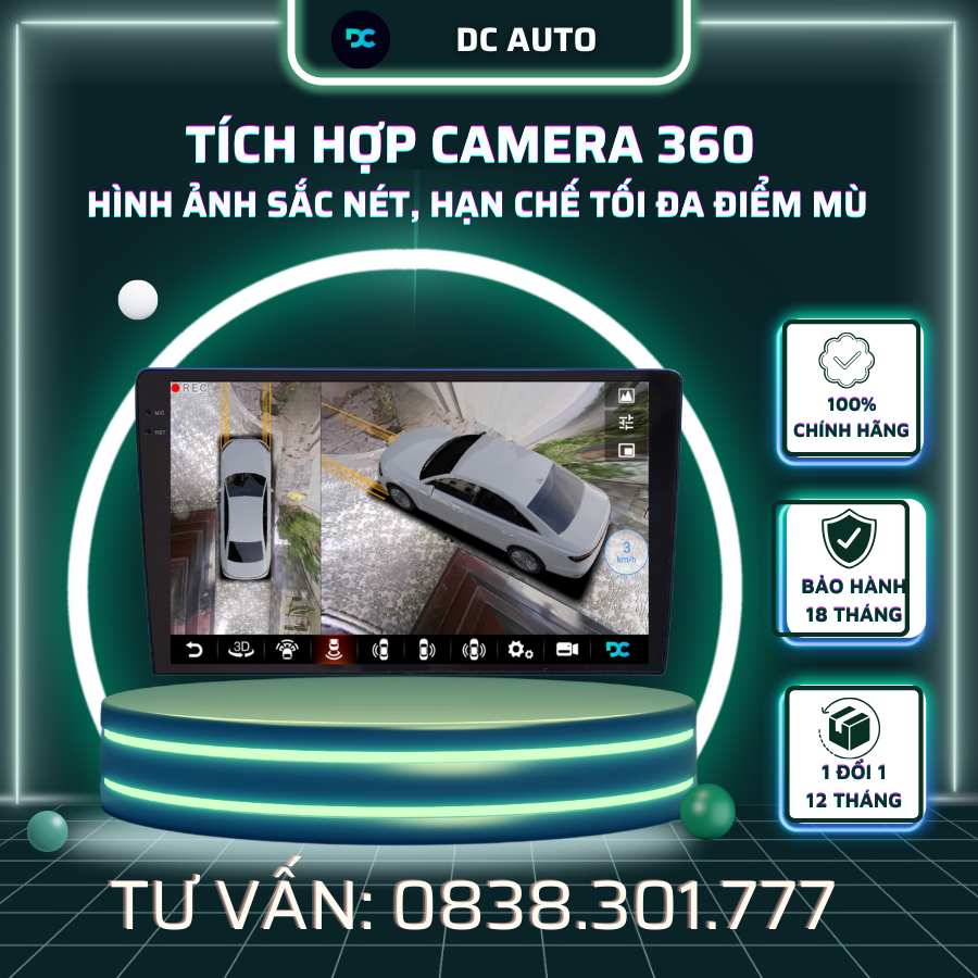 Màn Hình Android Ô TÔ DC 13 Inch Premium Hàng Cao Cấp, Bảo Hành 2 Năm