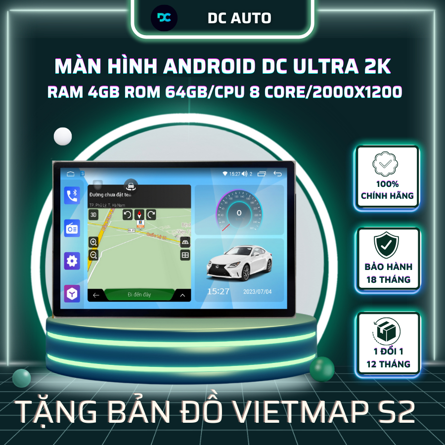 Màn Hình Android Ô TÔ DC 13 Inch Premium Hàng Cao Cấp, Bảo Hành 2 Năm
