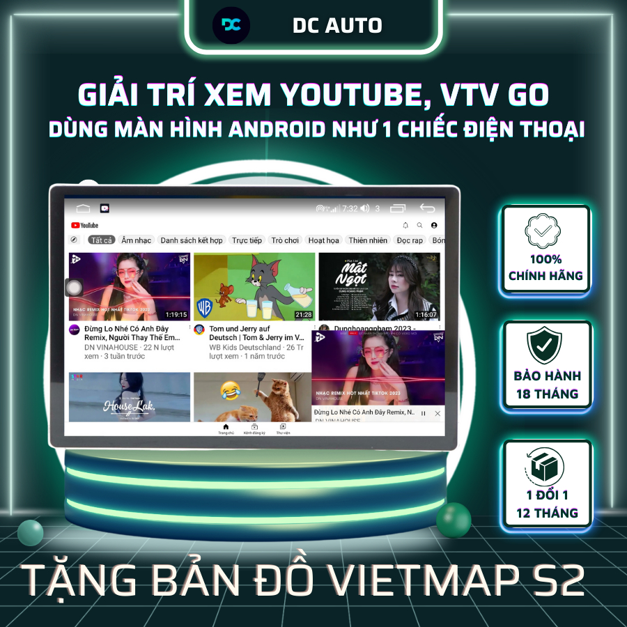 Màn Hình Android Ô TÔ DC 13 Inch Premium Hàng Cao Cấp, Bảo Hành 2 Năm