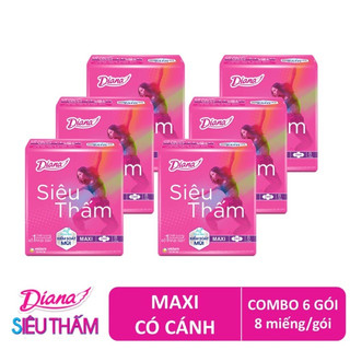 (SẬP GIÁ) Combo 6 gói Băng Vệ Sinh Diana siêu thấm không cánh 8 miếng