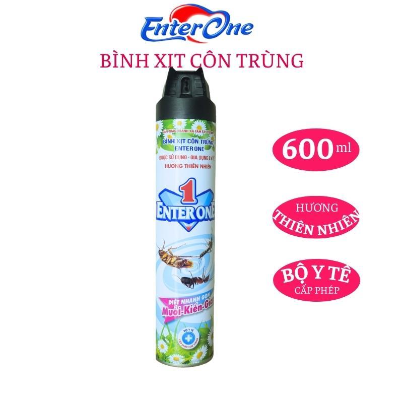 Bình xịt côn trùng EnterOne hương hoa thiên nhiên 600ml. Xịt diệt gián, kiến, muỗi hiệu quả,an toàn