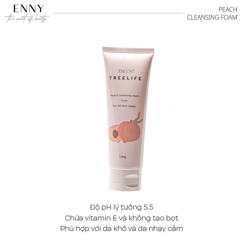 Sữa Rữa Mặt ENCOS Đào Cho Da Nhạy Cảm Ngăn Ngừa Mụn Làm Sạch Sâu Không Gây Khô Da Độ PH 5.5 Chuẩn Y Tế 130 Gram