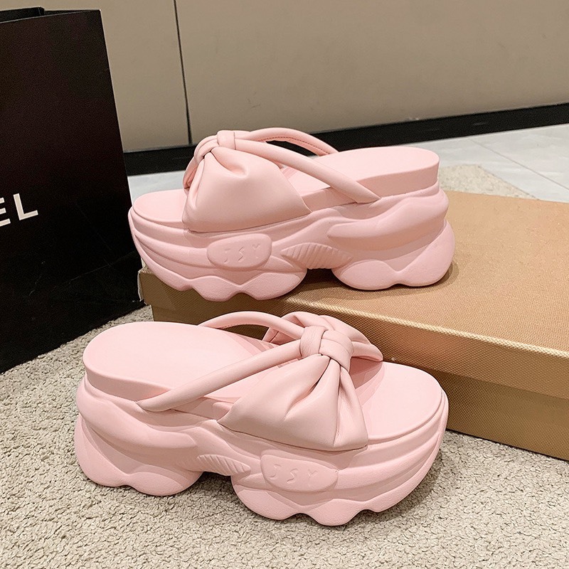 Dép Sandal Đế Xuồng 8 phân Thắt Nơ Thiết kế Mới Thời Trang 2023