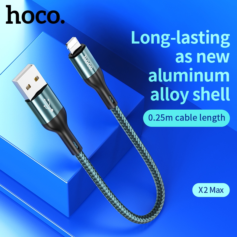 Cáp sạc ngắn và truyền data Hoco X2 Max cổng LN / Type-C / Micro-USB QC3.0, max 3A, dài 25cm - HÃNG PHÂN PHỐI