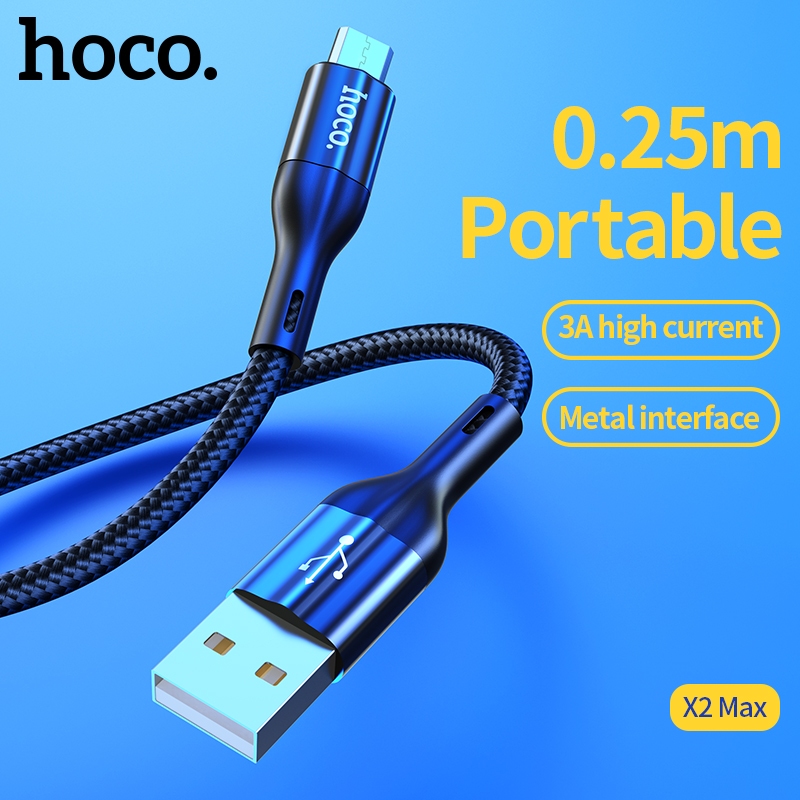 Cáp sạc ngắn và truyền data Hoco X2 Max cổng LN / Type-C / Micro-USB QC3.0, max 3A, dài 25cm - HÃNG PHÂN PHỐI