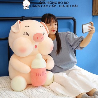 Gấu Heo ôm bình sữa cỡ đại - Gấu Bông con heo cỡ đại