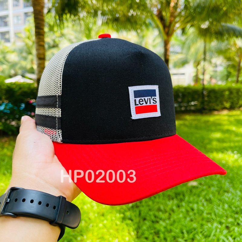 Nón kết Mũ lưỡi trai lưới kaki Cotton nhung Mesh Cap LV nam nữ thoáng khí màu đen HP02003