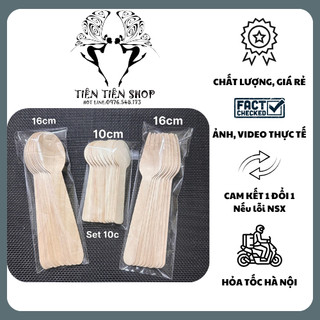 Set bán lẻ 10 thìa, dĩa gỗ dùng 1 tần ăn bánh, hoa quả tiện dụng tientienshop