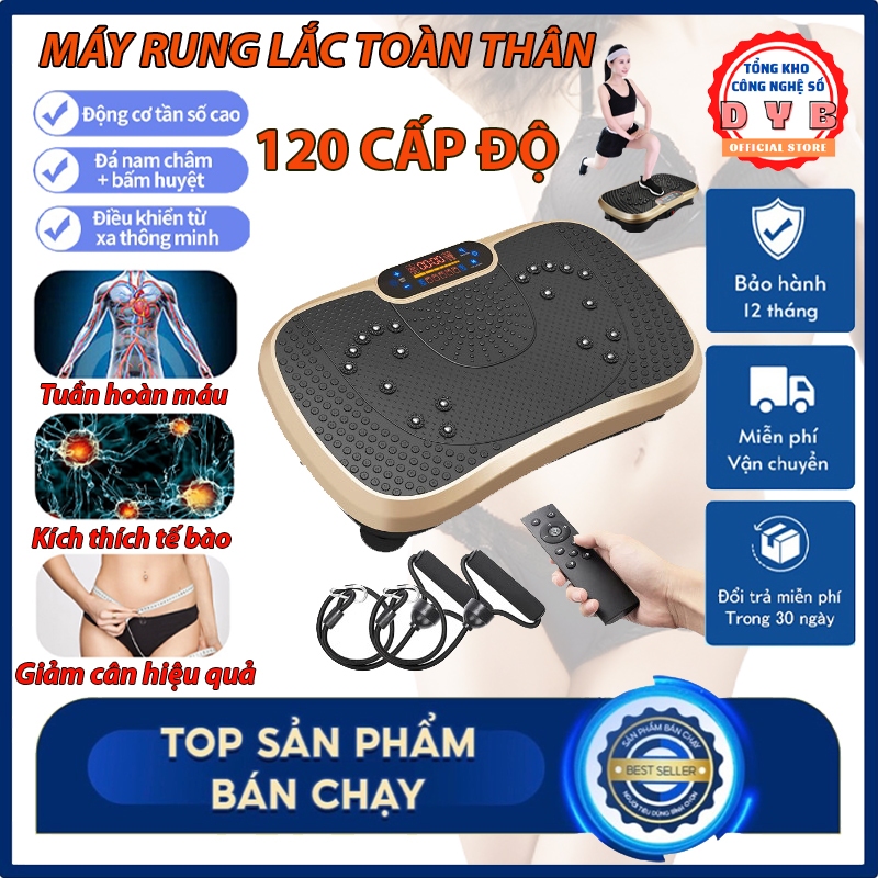Máy giảm cân rung lắc toàn thân 120 cấp độ,Máy rung massage tập thể dục tại nhà kết nối bluetooth - Kèm điều khiển từ xa