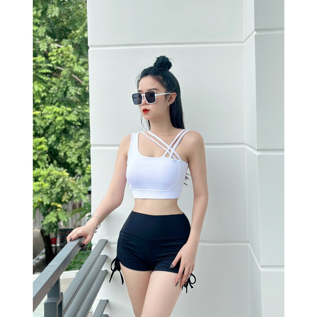 Áo bra đan dây 1 bên vai mặc được 2 kiểu , thể thao siêu đẹp