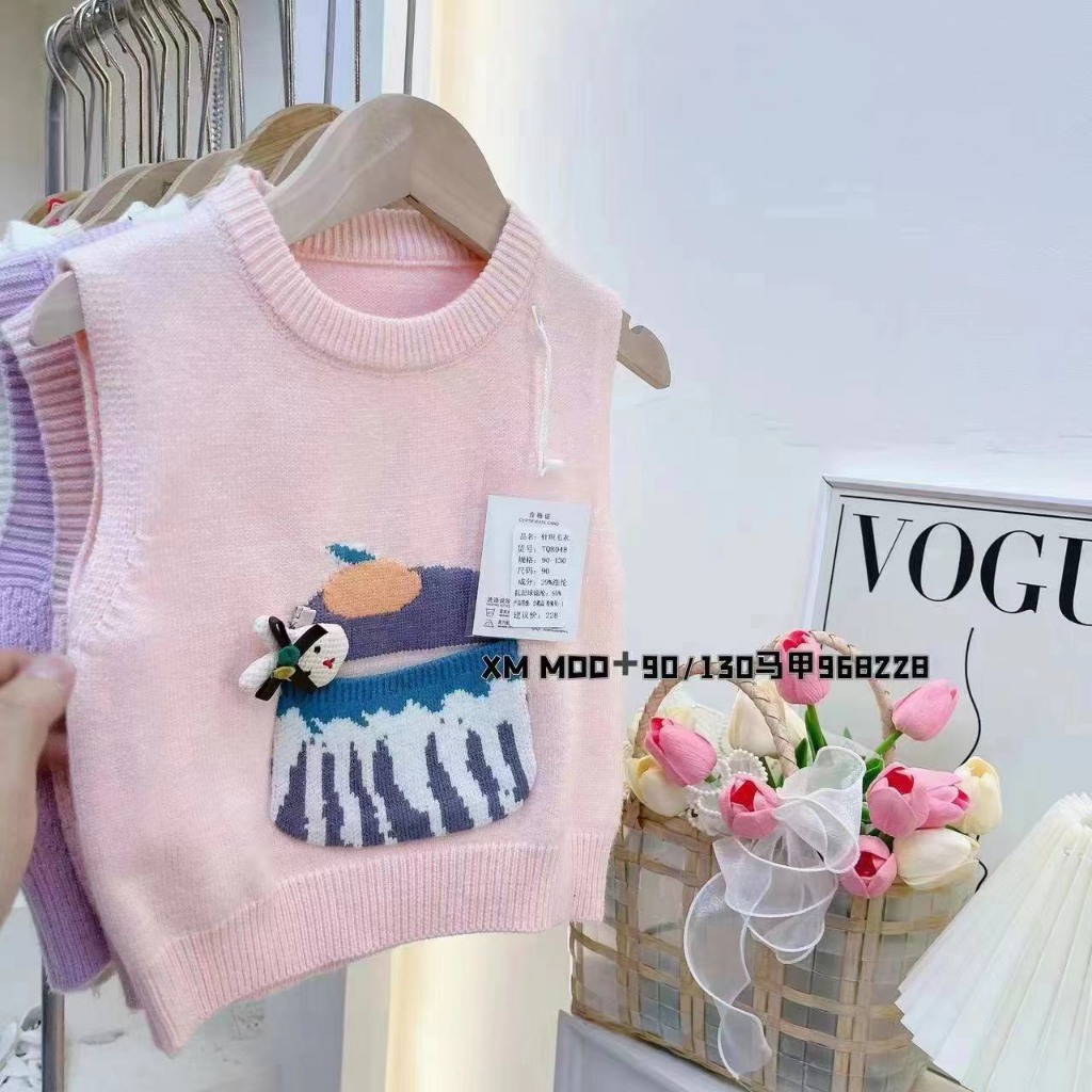 Áo len gile bé gái, Gile len cho bé 2-7 tuổi nhiều mẫu và màu đanh sợi không bai xù điệu đà đáng yêu