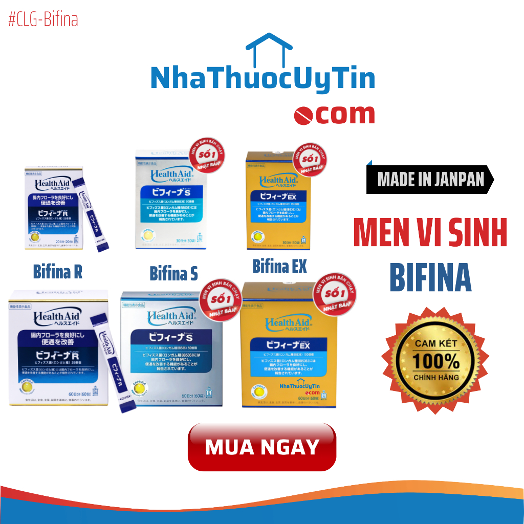 Men vi sinh sống BIFINA NHẬT BẢN chính hãng hỗ trợ tiêu hóa cho trẻ em, người lớn, bà bầu, táo bón, tiêu chảy