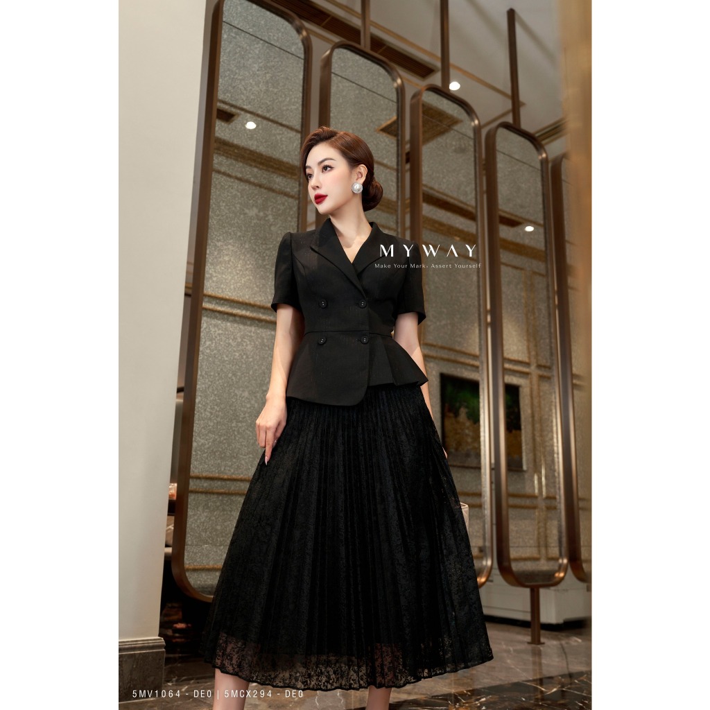 Sét Áo Vest Hè Chân Váy Ren Nữ MY WAY Công Sở Sang Trọng Quý Phái 5MV1064 - 5MCX294 DE0