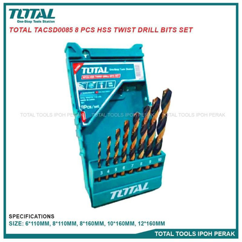 Bộ 8 mũi khoan kim loại TOTAL TACSD0085 (Chính hãng TPC)