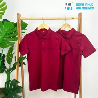 Áo thun polo 100% cá sấu bo gân dành cho Nam Nữ màu Đỏ Đô (Hàng Xuất Khẩu)