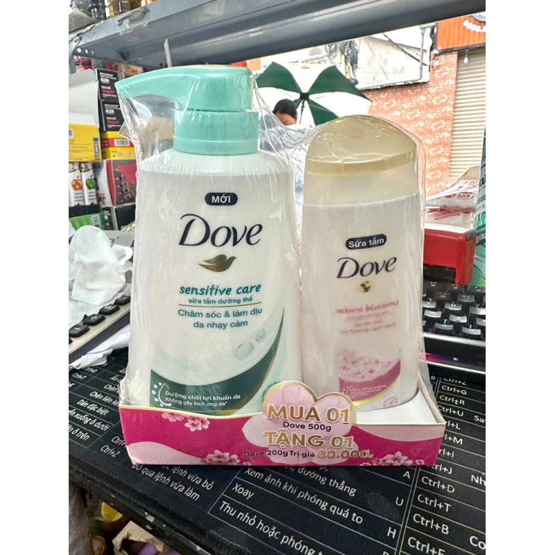 Sữa tắm dove 500g tặng chai 200g